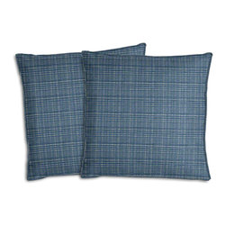 Cushion Source - Badin Royalty Blue Outdoor Throw Pillows, Set of 2, 20"x20" - Outdoor Cushions And Pillows