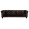 Pangea Home Claire 3-Seater 15" Wood Sofa, Chocolate Velvet