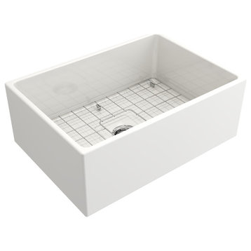 BOCCHI 1356-001-0120 Contempo Single Kitchen Sink w/ Bottom Grid In White