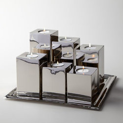 'Luka' Tea Light Holders & Tray - Teapots