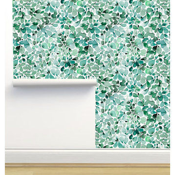 Eucalyptus Leaffy Green Wallpaper by Ninola Designs, Sample 12"x8"