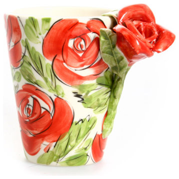 Rose 3D Ceramic Mug, Red
