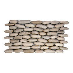 CNK Tile - Java Tan Pebble Tile, Natural Finish, Hand-Sorted, Mesh Backing for Walls - Mosaic Tile