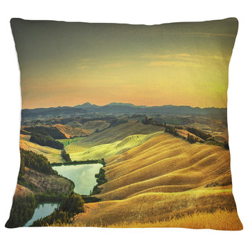 Rural Landscape Italy Panorama Landscape Wall Throw Pillow, 16"x16"