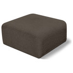 Meridian Furniture - Arc Upholstered Modular Component, Brown, 1-Piece: Ottoman, Boucle Fabric - Give your living room or den the perfect blend of style and versatility with this Arc boucle fabric ottoman. Part of the Arc modular furniture collection, this ottoman comes upholstered in rich brown boucle fabric that adds a touch of luxury while enhancing comfort and support. A seamless combination of form and function, this ottoman can be used with other Arc pieces to create a myriad of configurations in your well-curated room.