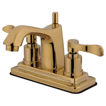 Kingston Brass KS8642DFL 4 in. Centerset Bathroom Faucet, Polished Brass