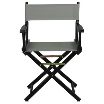 18" Director's Chair With Black Frame, Gray Canvas