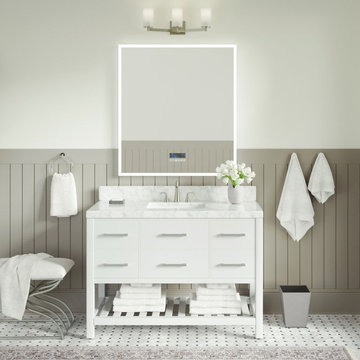 Arcadia Bath Vanity, White, 48", Brushed Nickel Hardware, Single, Freestanding
