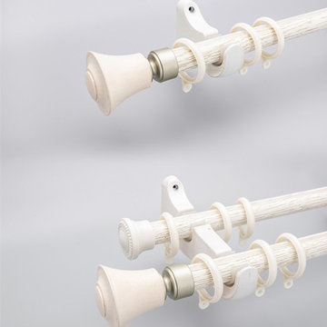 QYRZ05 Luxury 28mm Wood Grain Aluminum Alloy Single Double Curtain Rod Sets