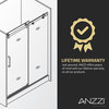 ANZZI Romance 72-in. x 33.5-in. Frameless Swinging Shower Door, Brushed Gold