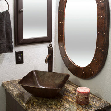 35" Oval Hammered Copper Mirror with Hand Forged Rivets (MFO3526-RI)