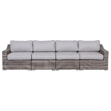 Living Source International Wicker / Rattan 4 - Person Seating Group in Gray