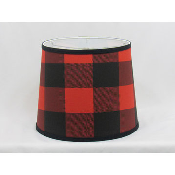 Red and Black Buffalo Plaid Lamp Shade, Red and Black, 14"