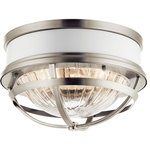 Kichler - Flush Mount 2-Light - Fresh and stylish, the TollisTM 2-light flush mount is designed with a high gloss white dome, Clear Ribbed glass, and a Brushed Nickel finish to help set the tone for a relaxing atmosphere. in.,