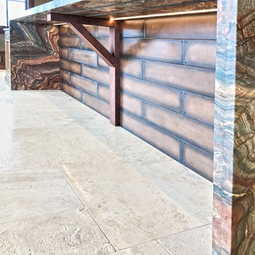 6cm Fusion Granite Kitchen Island, mirrored 6cm Mitred edge and waterfall edge