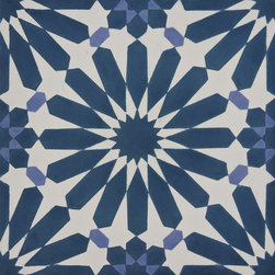 Moroccan Mosaic and Tile House - Alhambra Handmade Cement Tile, Navy Blue/Purple, Sample - Tile