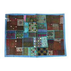 Mogul Interior - Decorative Vintage Sari Patchwork Mirror Embroidered Cotton Colorful Tapestry - Tapestries
