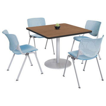 KFI 42" Square Dining Table - Cherry Top - Kool Chairs - Sky Blue
