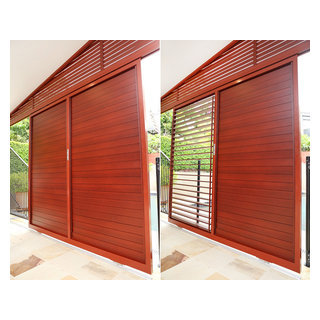 Customised sliding privacy screen (operable louvres) - Modern ...