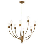 Kichler - Hatton 8-Light Transitional Chandelier in Satin Bronze - This 8-light transitional chandelier from Kichler is a part of the Hatton collection and comes in a satin bronze finish. It measures 30" wide x 34" high. Uses eight standard bulbs up to 75W watts each. This light would look best in the dining room. For indoor use.  This light requires 8 , 75W Watt Bulbs (Not Included) UL Certified.