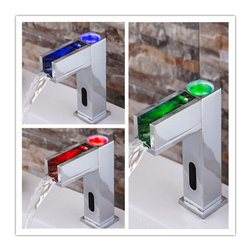 Automatic Brass LED Color Changing Bathroom Sink Faucet T0380 - Bathroom Sink Faucets