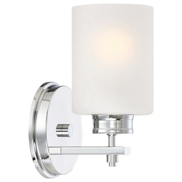 Kira Home Phoebe 8" Wall Sconce/ Light + Frosted Seeded Glass Shade, Chrome
