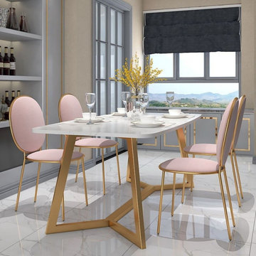 From $769.99 Modern Stylish Design Rectangular Dining Table in Gold with White F