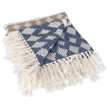 DII 60x50" Modern Cotton Colby Southwest Throw in French Blue/Stone
