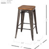 Metropolis Backless Stool Wood Seat (Set of 4) - Gunmetal