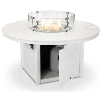 Polywood Round 48" Fire Pit Table, White