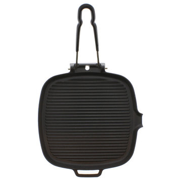 Chasseur 9" Square French Cast Iron Grill With Folding Handle