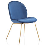 CSD - Mid-Century Modern Beetle style Dining Chair, Set of 2, Blue - Inspired by our love for this beetle style dining chair, modern design the Beetle style chair radiates sophistication and grandeur. With a glossy gold finish and gorgeous curves, this chair is available in several sumptuous upholstery options. The chair is a must-have for any room.