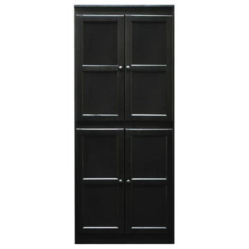 Storage Cabinet, Hardwood Frame With Adjustable Shelves & Round Handles, Brown