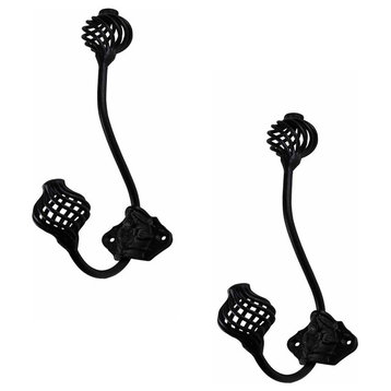 Double Hook Wrought Iron Black Birdcage 8" Pack of 2