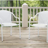 Crosley Furniture Palm Harbor Metal Stackable Dining Chair in White (Set of 2)
