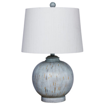 Fangio Lighting's 6254BLU 24in. Cottage Blue Round Resin Table Lamp