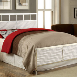CALVIN CONTEMPORARY WHITE CHROME QUEEN HEADBOARD FOOTBOARD - Headboards