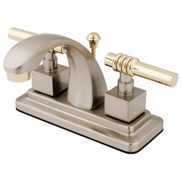 Kingston Brass 4" Centerset Bathroom Faucet, Brushed Nickel/Polished Brass