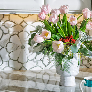Mosaic backsplash detail.