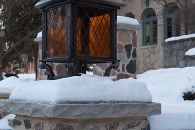 Example of a tuscan exterior home design in Milwaukee