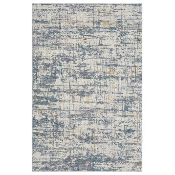 Brynn Blue/Ivory/Taupe Industrial Abstract Indoor Area Rug, 2' x 3'