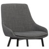 Mia Contemporary Dining Chair With Black Powder Coated Metal Legs, Charcoal
