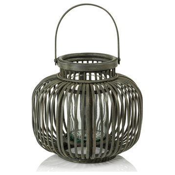 Dumai Gray Bamboo Decorative Lantern, Small