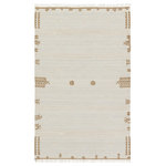 Jaipur Living - Noble Handmade Indoor/Outdoor Tribal Ivory/Brown Area Rug, 4'x6' - The Revelry collection marries global modernity with durable, performance fibers. The light and airy Noble area rug boasts a captivating, tribal stripe design in a stunning ivory, brown, cream, gray, and black colorway. An updated twist on traditional dhurrie style, this handwoven indoor/outdoor rug is crafted of versatile PET or recycled plastic bottles.