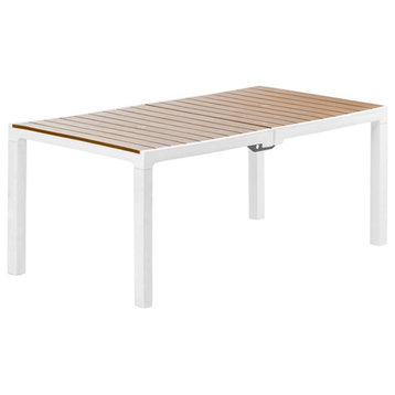 Inval Madeira 8-Seat Patio Dining Table in White/Teak Brown