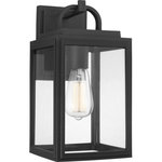 Progress Lighting - Grandbury Collection 1-Light Medium Wall Lantern with DURASHIELD - Partner timeless elegance with a pinch of coastal vibe with this wall lantern. A beautiful black square frame crafted from corrosion-proof composite polymer material features a half loop on top of the structure. The light fixture's clear glass panes allow the lantern to complement other farmhouse and coastal decor for an overall beautiful, welcoming look. DURASHIELD by Progress Lighting is built to last. Constructed from a composite material with UV protection, DURASHIELD holds up even in the harshest weather conditions. This high-performance finish has a 5-year warranty and is resistant to rust, corrosion, and fading.