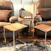 Set of Three Stylish Wood and Metal C Shaped Nesting End Tables
