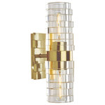 Norwell Lighting - Norwell Lighting 9765-SB-IC Murano - 2 Light Wall Sconce In Modern Style-13.5 In - A column of molded glass rings encircle the uplighMurano 2 Light Wall  Satin Brass Clear IcUL: Suitable for damp locations Energy Star Qualified: n/a ADA Certified: n/a  *Number of Lights: 2-*Wattage:60w E26 Medium Base bulb(s) *Bulb Included:No *Bulb Type:E26 Medium Base *Finish Type:Satin Brass