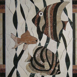 Fish handcrafted marble mural - Home Decor