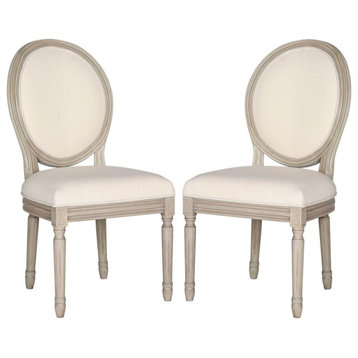 Holloway 19''H French Brasserie Linen Oval Side Chair, Fox6228H-Set2
